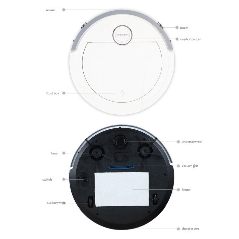Robot Stofzuiger 1800Pa Krachtige Zuigkracht 3 In 1 Huisdier Haar Thuis Droog Nat Dweilen Robot Lading vacuüm Mini