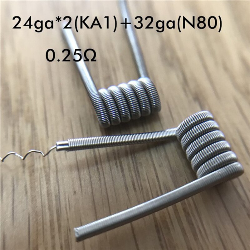 10PCS Premade Heating Coil Wire High Density Ni80 SS316L KA1 Framed Staple Juggernaut Stagger Fused RDA RBA RTA Vape Coils: M16