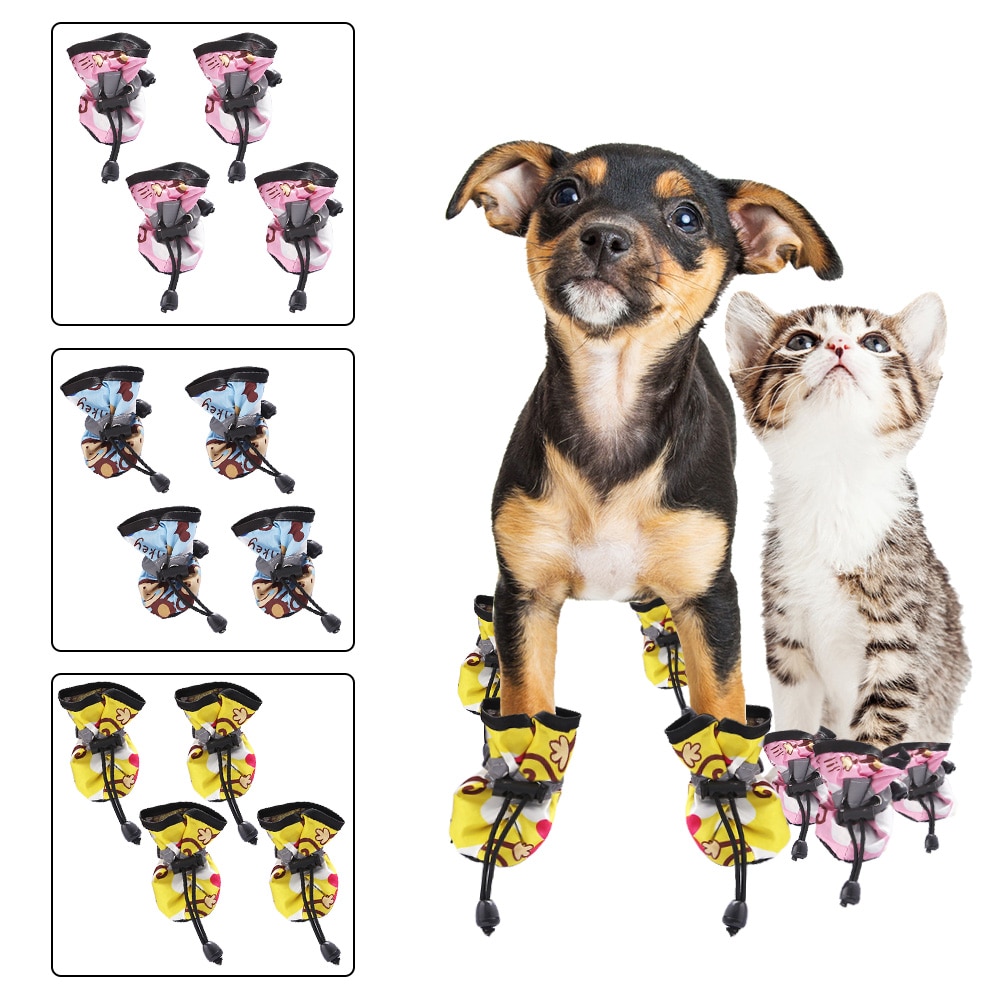 Hundesko til hvalpe skridsikre dyresko til hunde katte hundesko sokker til små hunde chihuahua hundestøvler til kæledyr 4 stk.