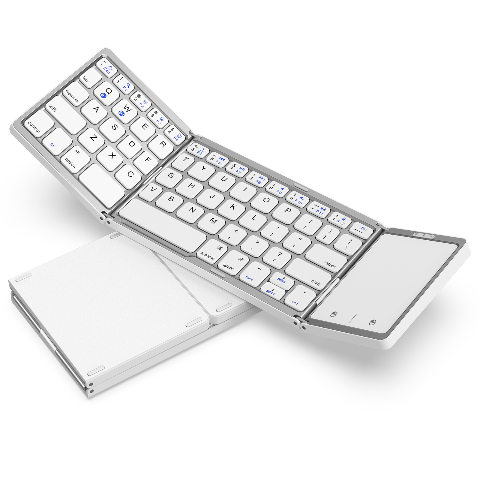 Seenda Foldable Wireless Bluetooth Keyboard Rechargeable Folding Portable Keyboards for PC Mac Smartphone Windows iOS Android: WHITE