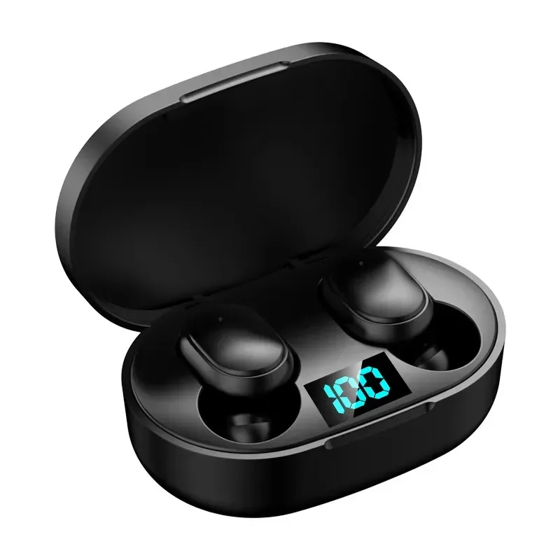 E6S TWS Bluetooth Earphones Wireless Bluetooth Headset Noise Cancelling Headsets With Microphone Headphones For Xiaomi Redmi: black