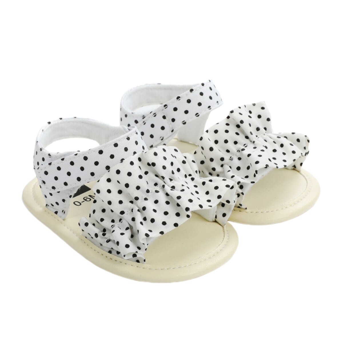 Sandalias de verano para bebé niño niña niño suela blanda de lona zapatos planos antideslizantes con volantes bonitas sandalias con Velcro para 0-18 meses: A / 13-18 meses