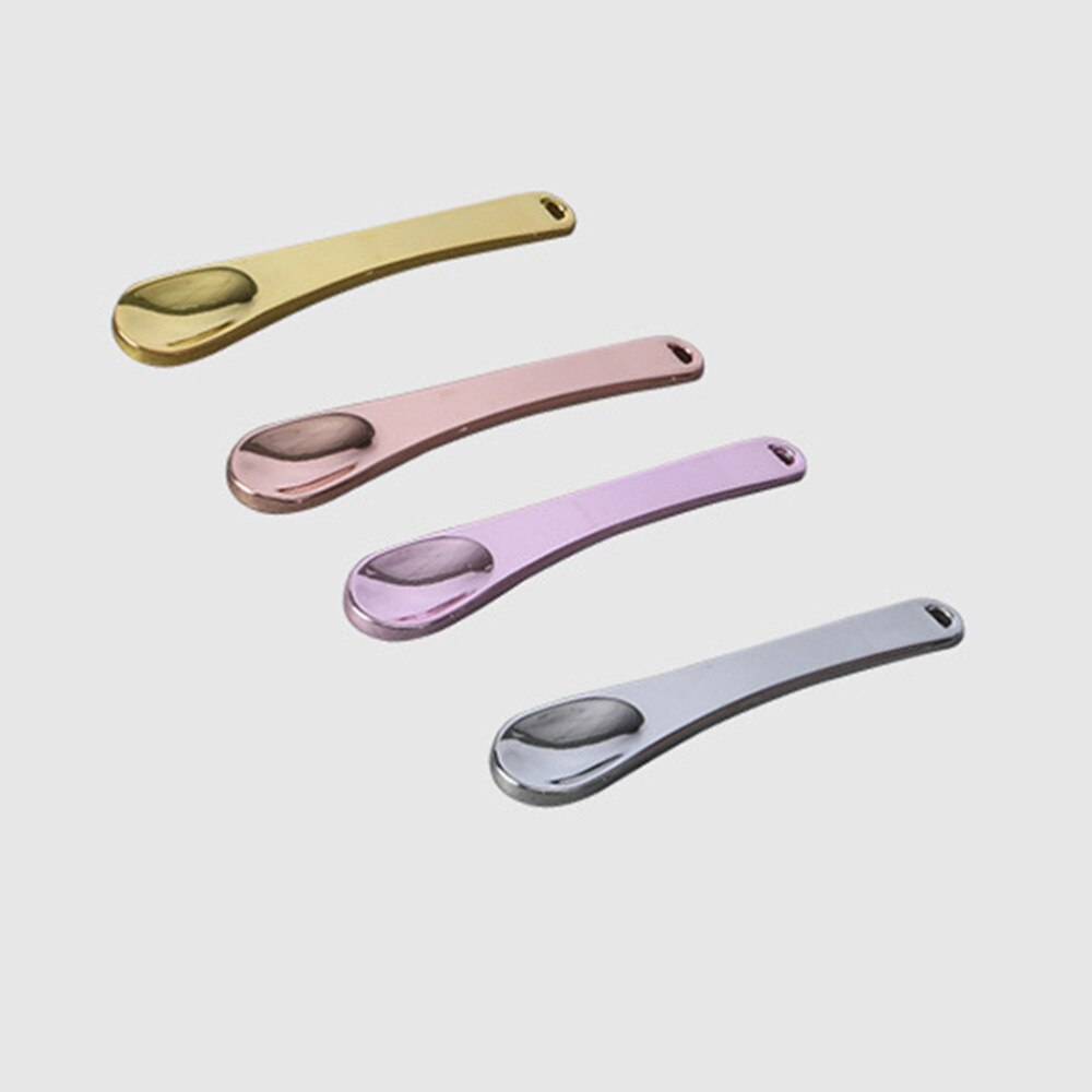 5Pcs Mini Makeup Spoon Premium Metal Spatula Beauty Scoop Skincare Tool For Face Mask Cream Moisturizer Kit Golden