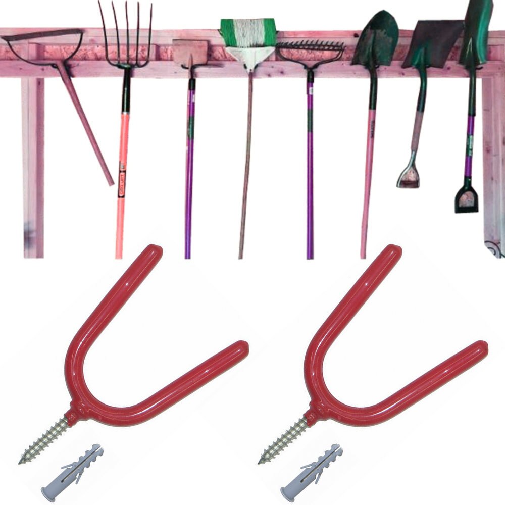 Heavy-Duty Jumbo Tool Holder U-Hooks for Garden Tools, Shovels, Rakes