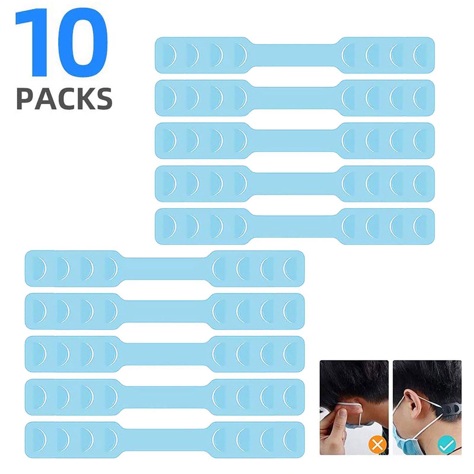 10 pièces masque facial extensions de bande Masker élastique sangle ajusteur protéger oreille pause mascarilla: B