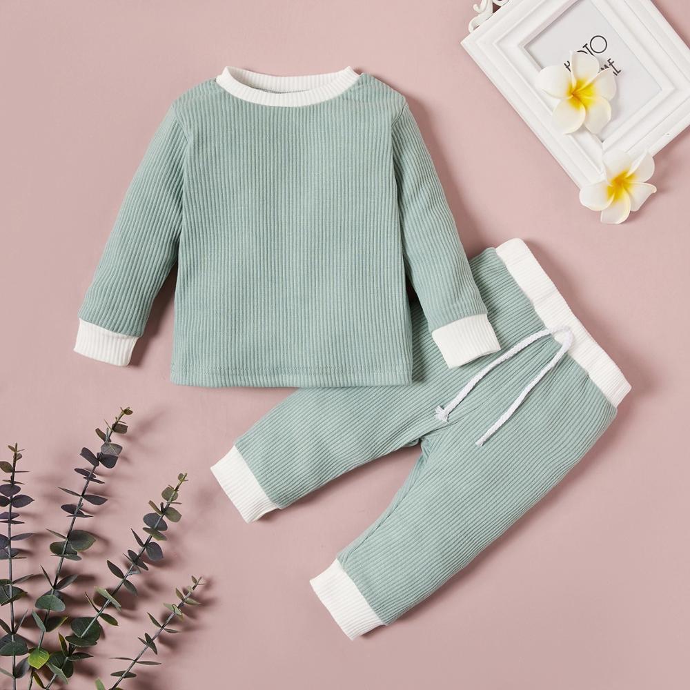 Patpat novo outono e inverno retalhos bebê menina doce do bebê conjuntos bloco de cor do bebê roupas para casa