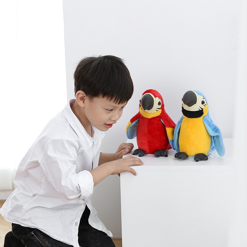 Praten Papegaai Pratende Papegaai Knuffel Elektronische Vogel Pet Talking Pluche Papegaai Voor Kinderen Vroege Onderwijs Speelgoed (Blauw)