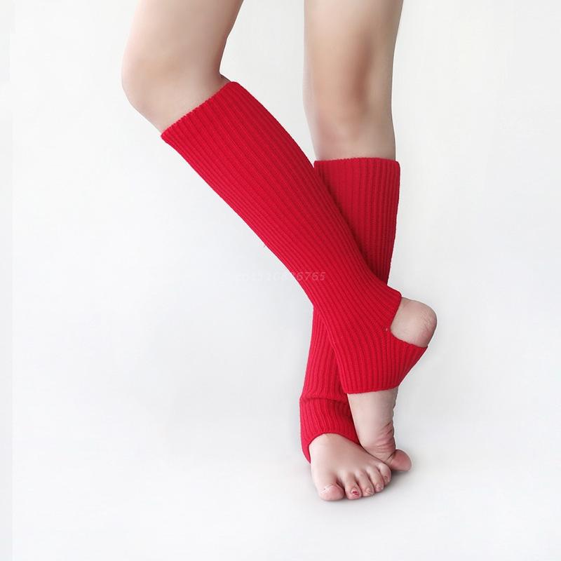 1 Pair Women Girls Ballet Dance Stirrup Leg Warmers Ribbed Knitted Solid Color Toeless Latin Knee High Socks Sleeves