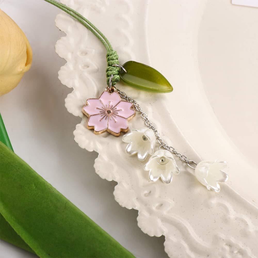 Urocze smycze kwiaty tulipanów pasek Charms do etui na telefon breloczka breloki na kluczyki do samochodu słuchawki etui powiesić