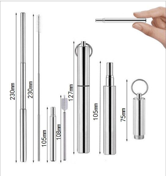 Spoon Straw stainless steel 304 straight drink straw Reusable: Extendable model