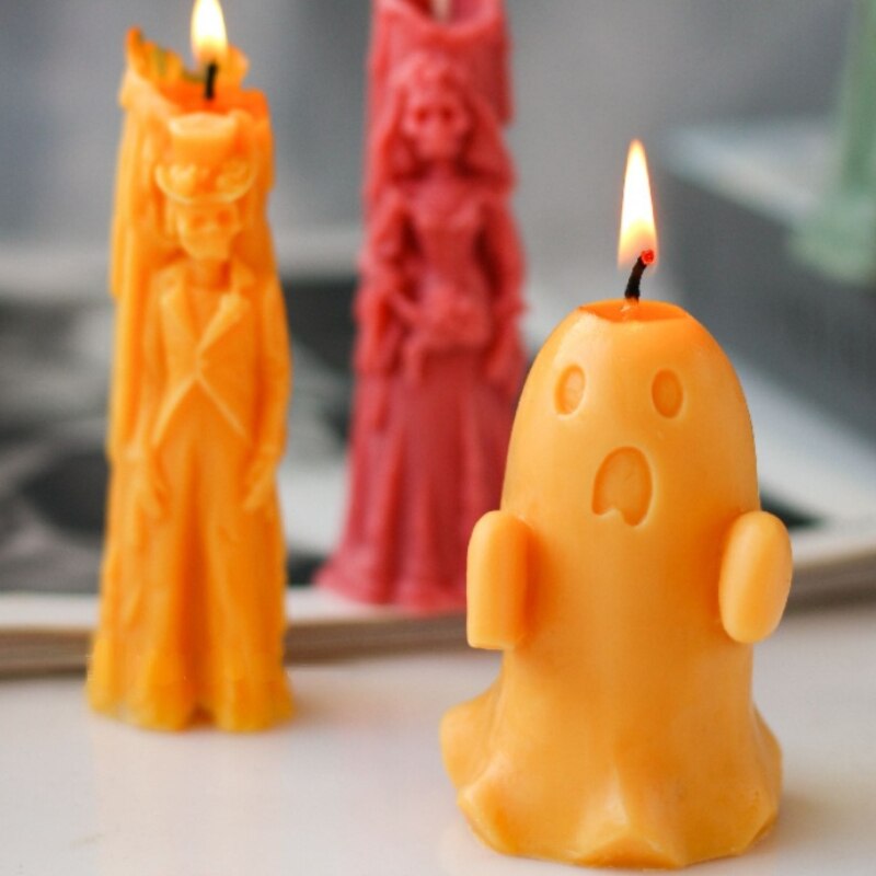 Halloween Ghost Bride Groom Candle Silicone Mold DIY Skull Pumpkin Candle Making Resin Soap Mold Christmas Craft Home Decor