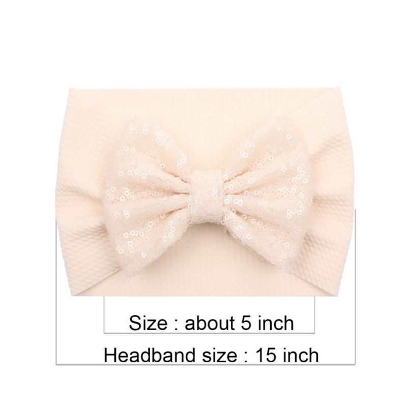 1Pc Baby Girl Elastic Hair Band Baby Sequins Bow Tie Wide Head Band Children's Cute Hair Accessories For Festival And Party