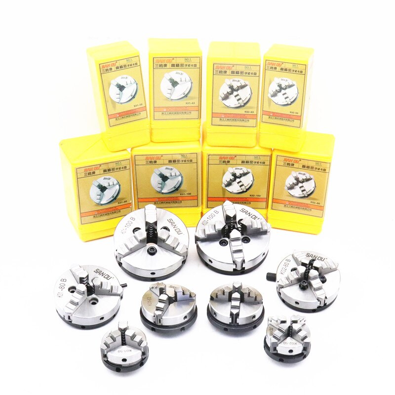 3/4 Kaken Staal Hout Draaibank Chuck 50Mm 63Mm Handleiding Chuck Zelfcentrerend Diy Metalen Hout Draaibank Gereedschap