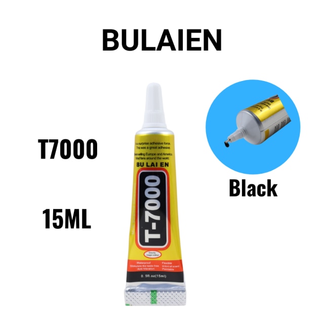 15ml 50ml 110ml bulaien  t7000 sort kontakt selvklæbende lim reparationslim med præcisionsapplikatorspids: Bulaien  t7000 15ml