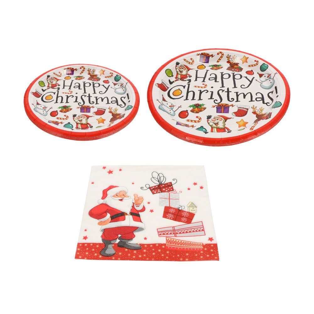 1 Set Paper Plate Christmas Plates Party Tissue Dinnerware Set Party Supplies: Default Title
