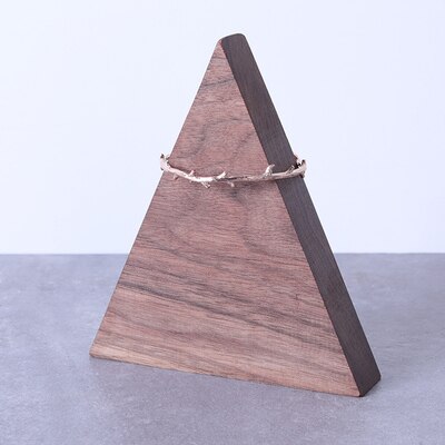 Black Walnut Triangle Bracelets Bangle Display Holder Jewelry Display Blocks Earrings Ring Pendant Showcase: Height 8.5cm