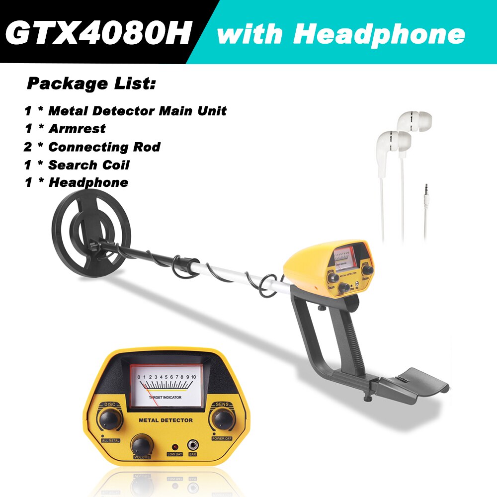 Underground metal detector gold detector gold prospector beginner portable metal detector with headset + engineer shovel: yellow type3