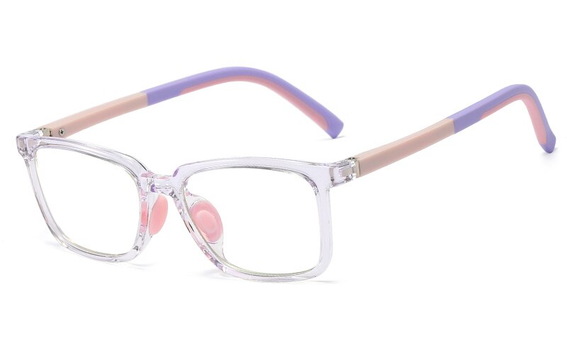 Peekaboo baby kids glasses blue light tr90 frame for computer clear lens boy square glasses frame for children girl: purple with clear