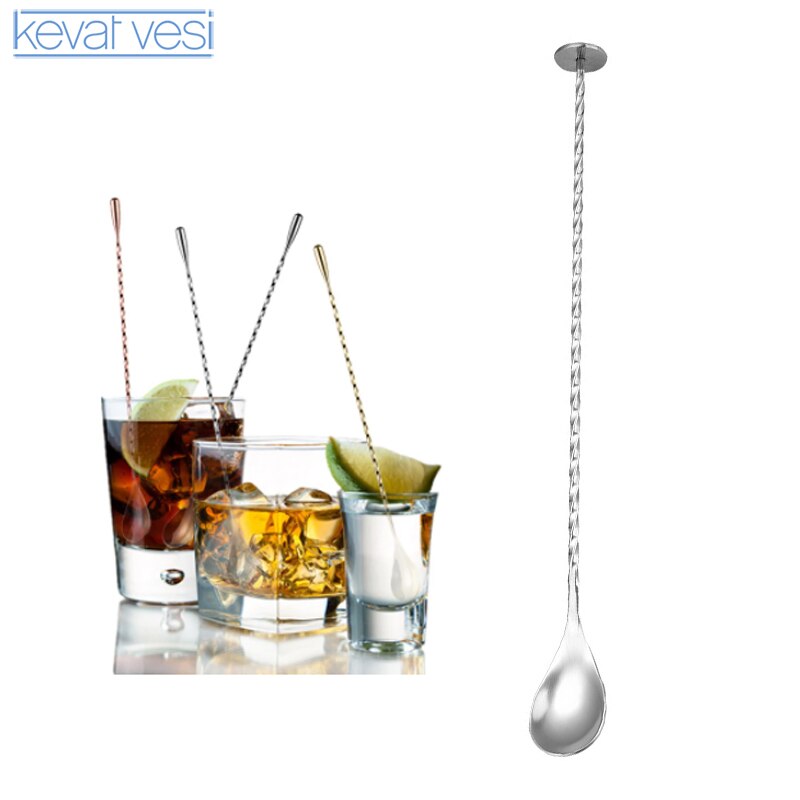 Stainless Steel Bar Cocktail Mixing Spoon Bar Spiral Drink Shaker Muddler Stirrer Mixing Spoon Cocktail Stirrer Bar Accessories