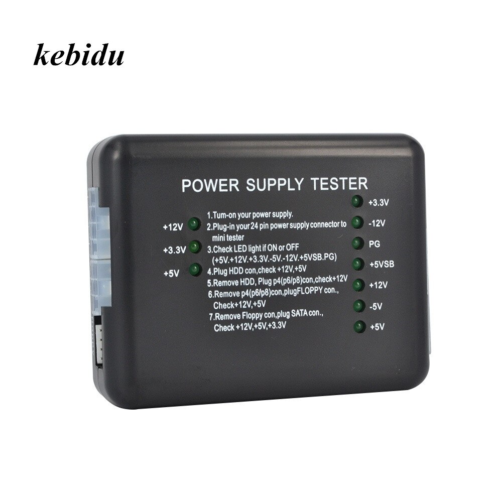 Kebidu LED di Alimentazione 20 Pin 24 Pin per PSU ATX SATA HDD Tester Checker Meter per PC Computer