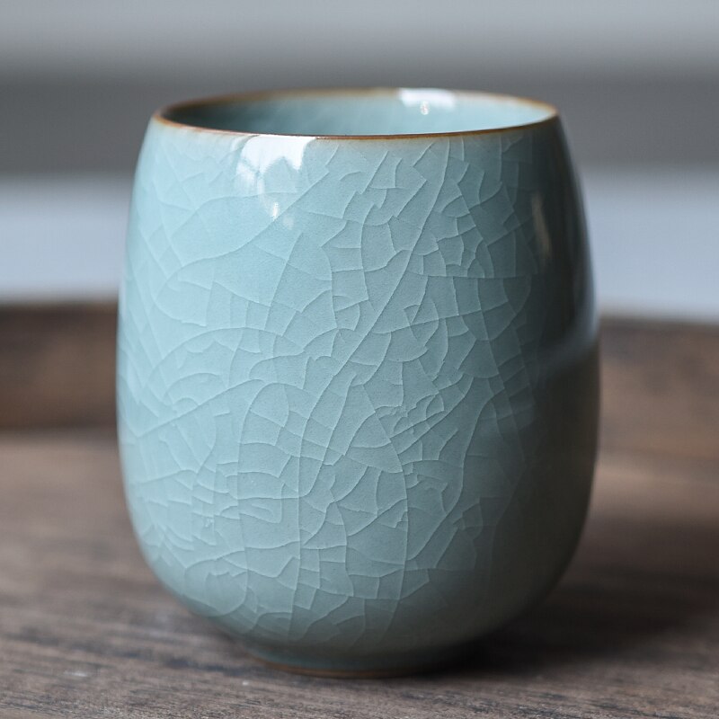 CHANSHOVA 250ml Solid Color Traditional Chinese Style Celadon Crackle Ceramic Teacup China Porcelain Small Coffee Tea Cups H318: 2