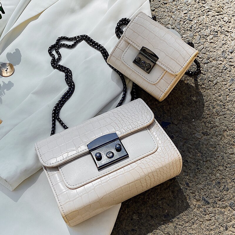 Krokodillenpatroon vierkante crossbody tas zomer pu leren dames handtas ketting schoudertas messenger bag