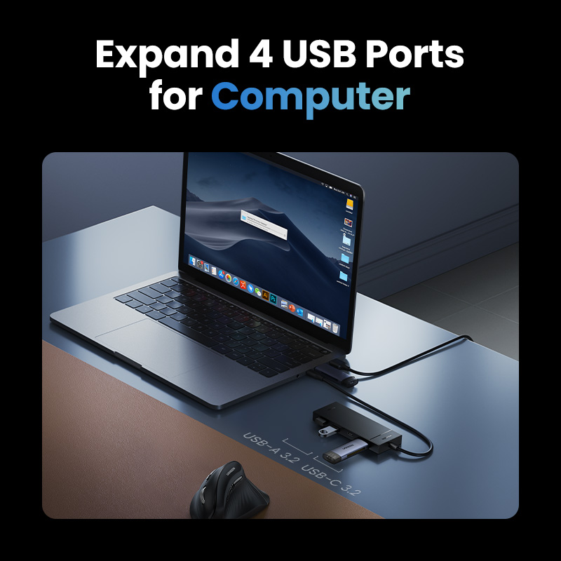 UGREEN USB C HUB 10 Gb/s Type-C 3.2 Gen2 Rozdzielacz USB USB C USB A Hub 4 porty USB 3.2 do MacBooka Pro Air Adapter wieloportowy typu C