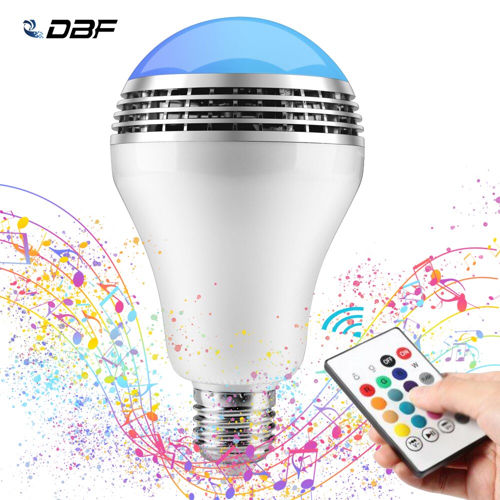 Dimbare E27 10W RGB LED Lamp Bluetooth Verlichting Lamp Kleur Verstelbare Speaker Muziek Lichten Lamp Met RF 24key Afstandsbediening controle
