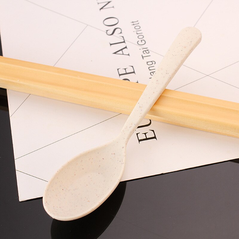 Tazón de alimentación de bebé con dibujos animados, tazón de arroz de paja de trigo para niños, plato de cena bonito, vajilla de comida para bebé: Khaki Spoon