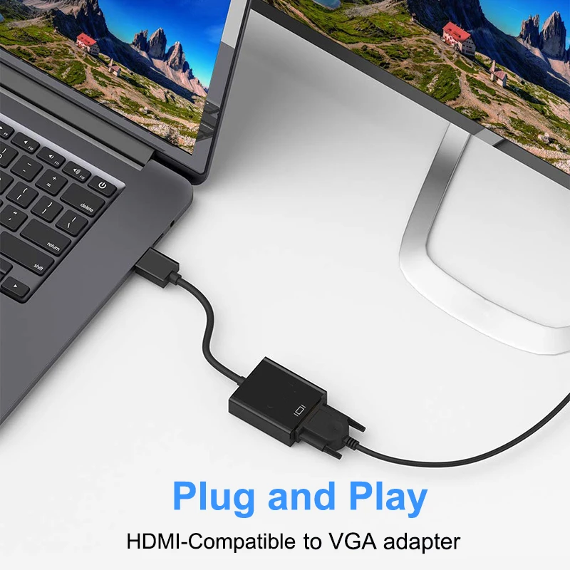 1080p hdmi-vga-sovitinta hdmi-yhteensopiva uros-vga-naarasmuunnin hdmi-skaalausvideokaapelijohtomuunnin tietokoneelle ja kannettavalle tietokoneelle