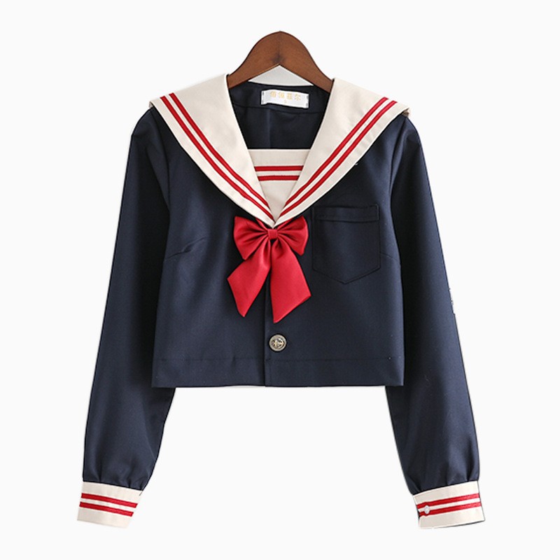 Uniforme scolaire japonais pour filles, costumes mignons à manches longues, hauts bleu marine, jupe plissée, uniformes de marin, Costume Cosplay d'étudiant