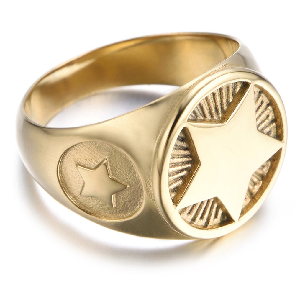 Stjerne titanium stål ringe smykker mænd punk ringe