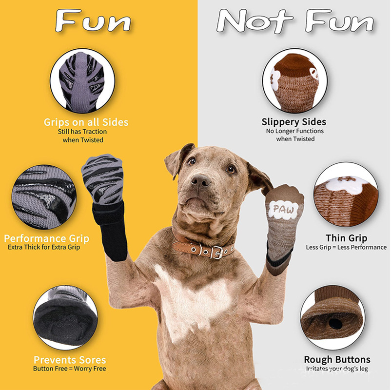 Calcetines antideslizantes para perros para pisos de madera dura, evitan que lamer y resbalones, botines gruesos para perros con pinzas para perros pequeños, medianos y grandes