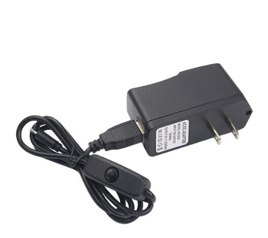 Adaptador de fuente de alimentación de CA para Raspberry Pi 3, Kit de 5V, 2.5A, Raspberry Pi 3 Modelo B + plus, interruptor de encendido y apagado, Cable Micro USB, Cargador USB: US Plug