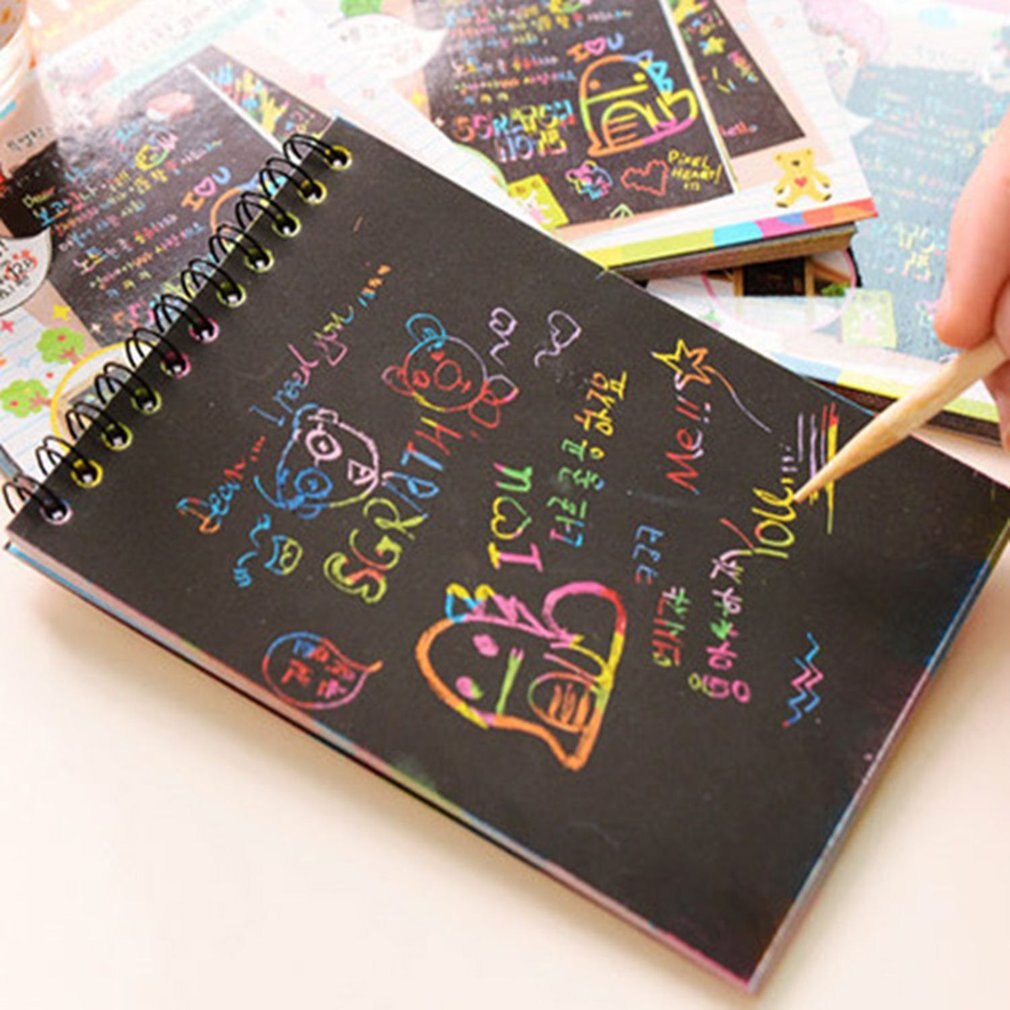 Y031 Color Diy Coil Scratch Picture Children's Graffiti Sketch Book Scratch Painting Blue