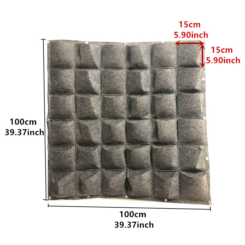 25/36/49 Zakken Opknoping Grijs Grow Bag Planter Verticale Tuin Groente Living Garden Bag Planter Groeiende Zakken Bloemen Supply: 36 grid gray