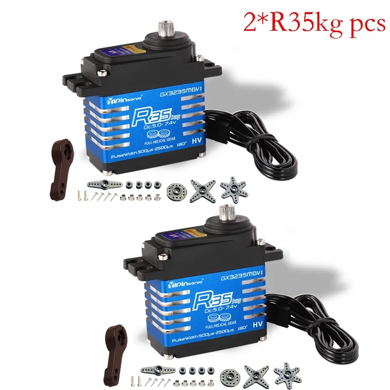 Servo impermeable IP68 35kg/40kg/55kg/60kg/70KG, servos digitales de engranaje helicoidal totalmente de acero para accesorios rc 1/8 1/10 coche de juguete Rc: YELLOW