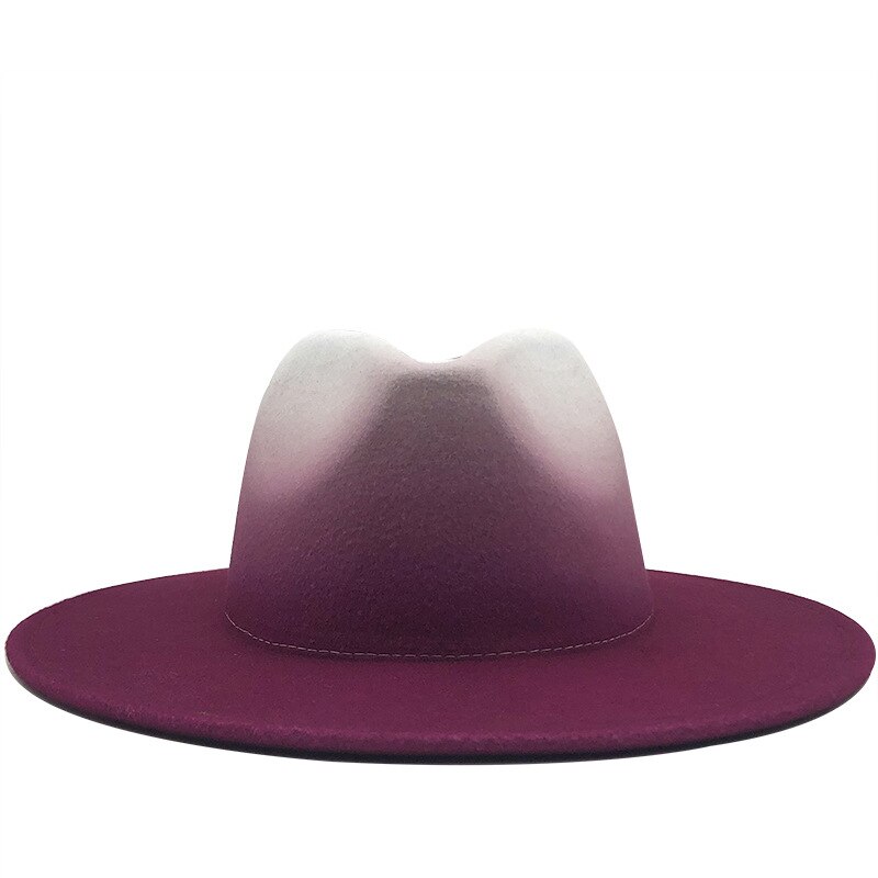 Women Men Wool Vintage Trilby Felt Fedora Hat With Wide Brim Gentleman Gradient Royal Blue For Lady Winter Jazz Caps