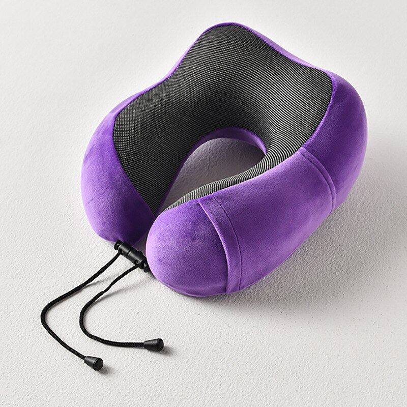 Car U Shaped Memory Foam Neck Pillows Soft Slow Rebound Space Travel Pillow Solid Neck Cervical Healthcare Bedding Neck Holder: Purple