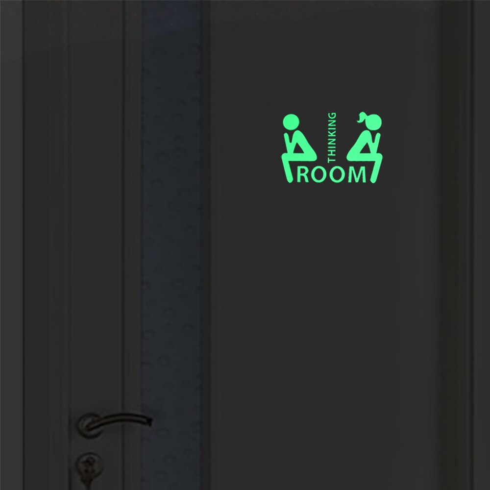 Grappig Denken Kamer Lichtgevende Wc Sticker Cartoon Glow in The Dark Badkamer Sticker Washroom WC Wanddecoratie Sticker Decal