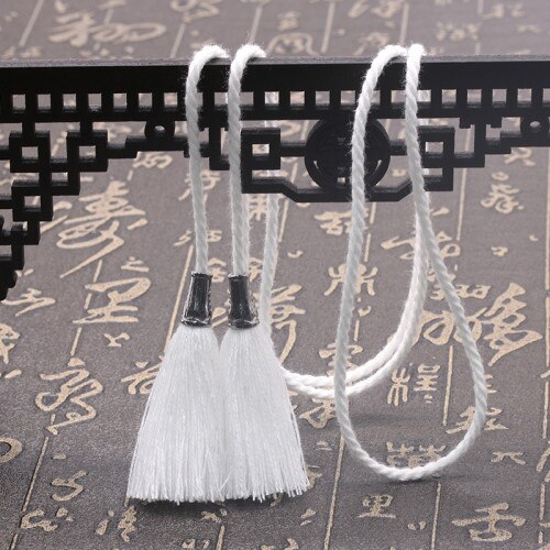 Bawełniane długie liny frędzle 100 cm podwójne kryty przez obrońców i w porę wyskoczył kutas odzież wisiorek zasłony krawat liny wisiorek DIY odzieży dekoracje robić domu 2 sztuk: biały 2szt