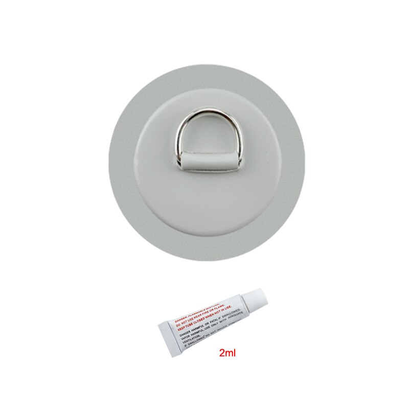 Almohadilla de anillo en D de acero inoxidable de 11cm y 4,3 pulgadas, parche con pegamento para bote inflable de PVC, balsa, bote, canoa, Kayak, tabla de surf, SUP Tie Down: Grey with Glue