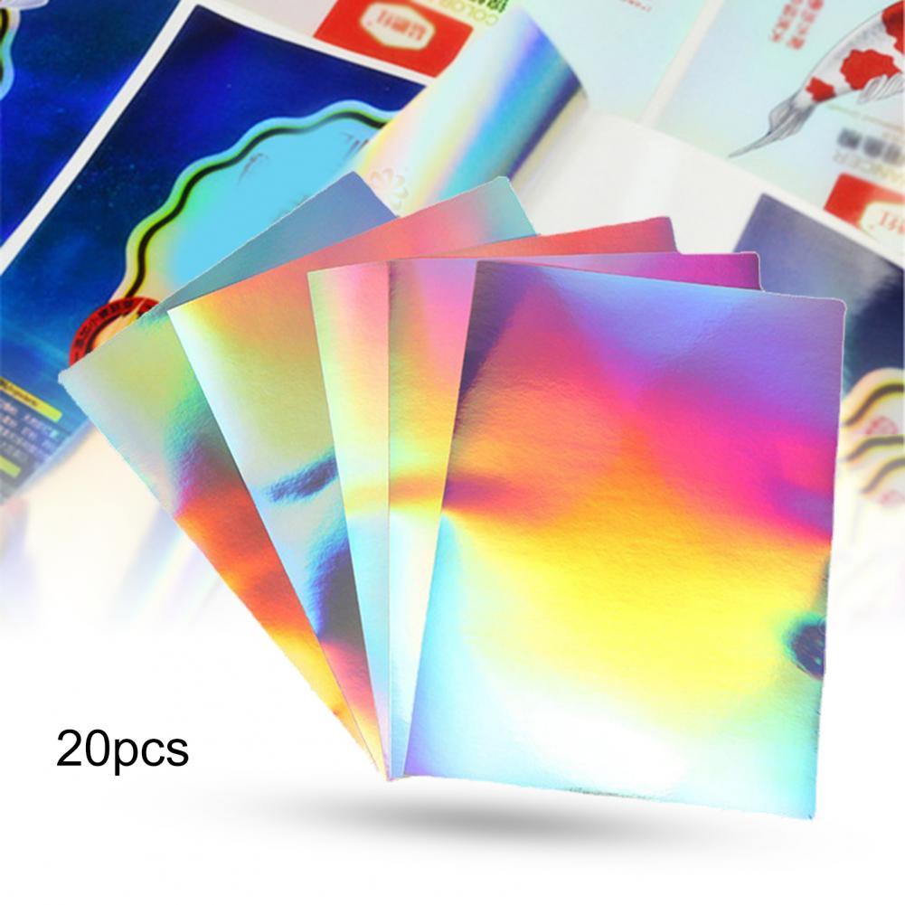 20pcs Holographic Stickers Self Adhesive Waterproof Paper Printable No Odor Sparkling Holographic Premium Sticker for Office