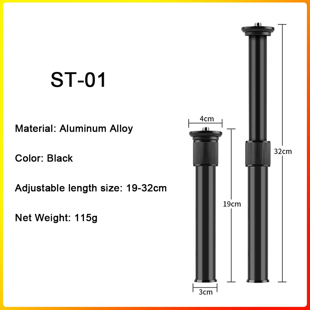 SETTO Tripod Center Column Extension Tube Extender Pole Handheld Bar Telescopic Stick Rod for Gimbal/DJI/Zhiyun/DSLR Camera led: ST-01