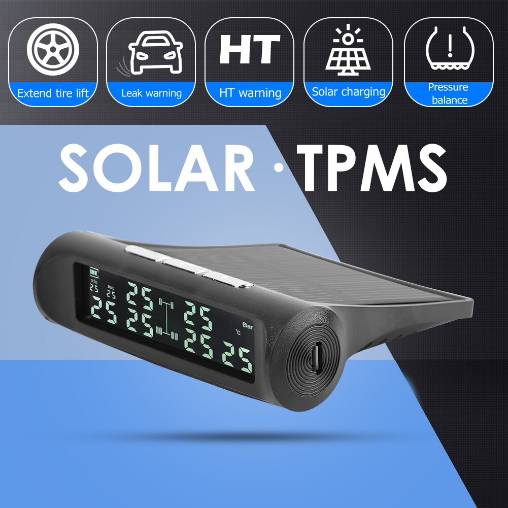 Universal LCD TPMS Tire Pressure Monitoring System with 6 External Sensors USB Display Tire Pressure Alarm for Trailer Van RV