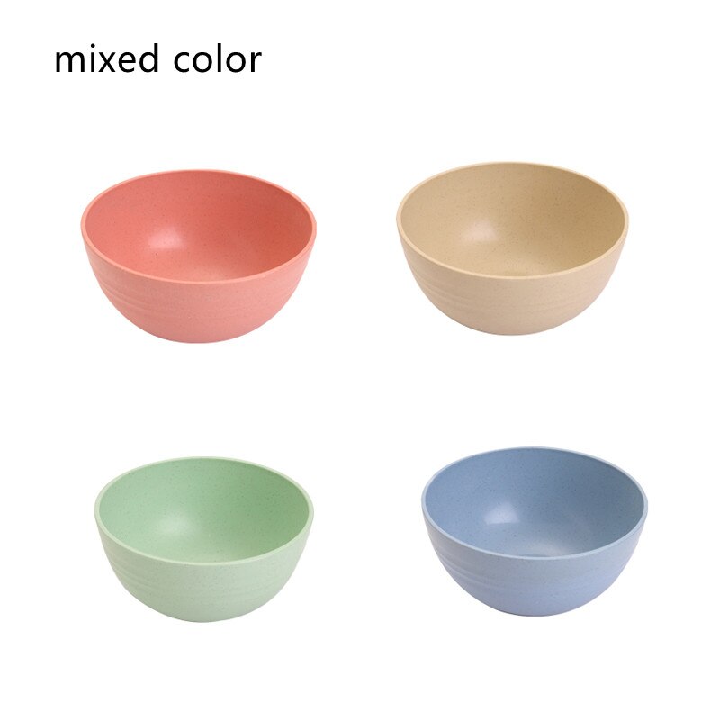 4 stücke freundlicher Schüssel Geschirr Platten für Lebensmittel Gerichte für Portion Suppe Geschirr Einzigen Kunststoff Nicht Zerbrechlich essen Weizen Stroh schüssel: MULTI / 12 cm