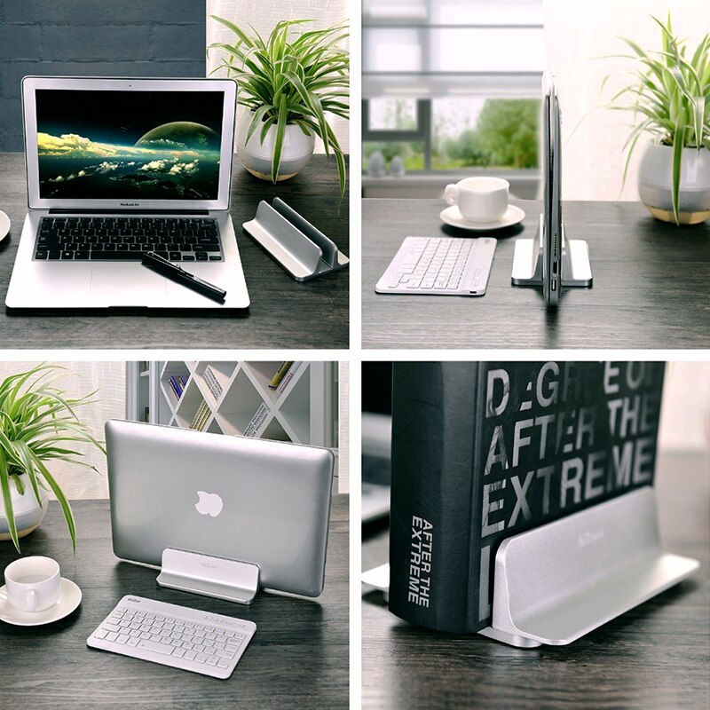 Soporte Vertical para ordenador portátil, accesorio de Metal ajustable, doble soporte de escritorio de aluminio, soporte de libro para Notebook, PC