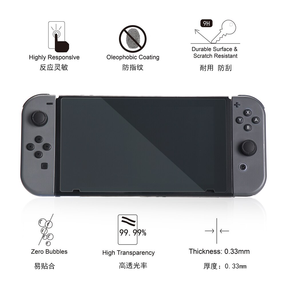 Étui de protection d'écran en verre trempé pour Nintendo Switch protecteur d'écran de jeu Ultra haute définition