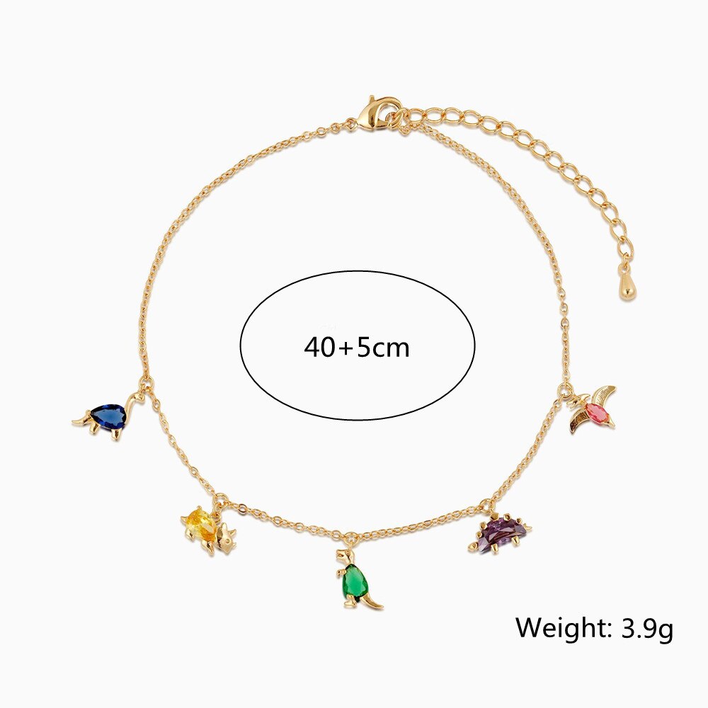 Ins Delicate Zirconia Dinosaur Charm Enkelbanden Voor Vrouwen Charm Choker Ketting Voet Armband: necklace