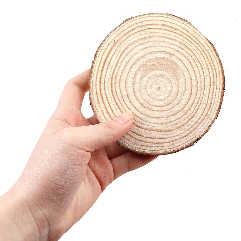 3-12cm Thick 1 Pack Natural Pine Round Unfinished Wood Slices Circles With Tree Bark Log Discs DIY Crafts Wedding Party Painting